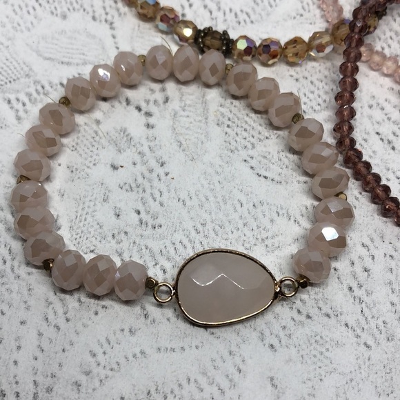 Bundle lot 5 crystal stretch stacklable layering bracelets boho festival - Picture 5 of 8